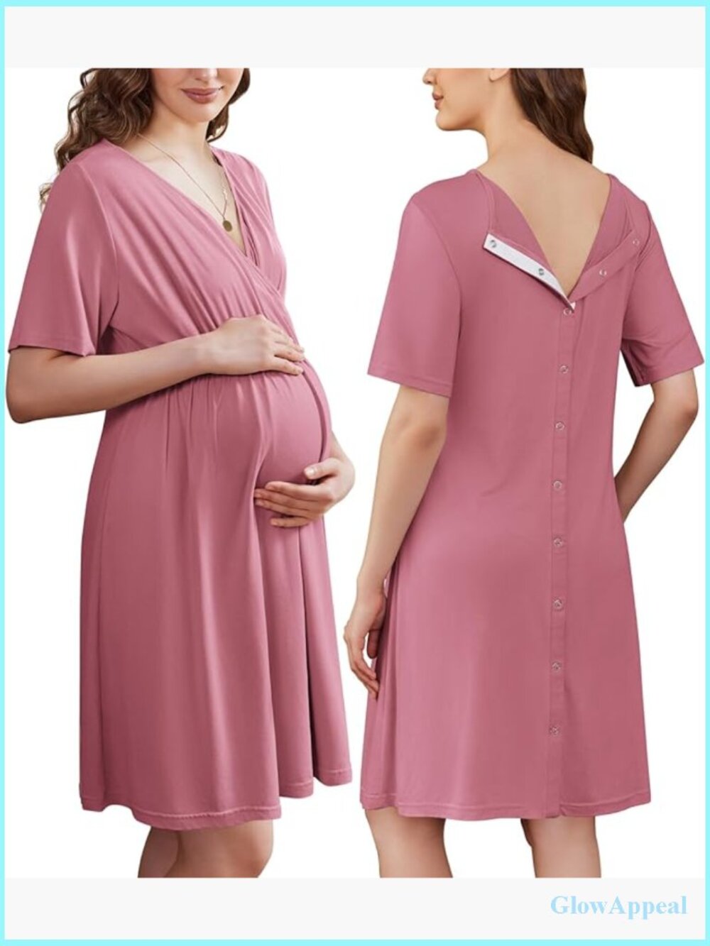 Large Maternity Nursing Nightgown Hospital Delivery Gown Short Sleeve V-Neck